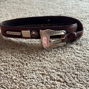 Brown Leather Belt with Silver Buckle
